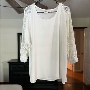 White Lace Sleeve Shirt
